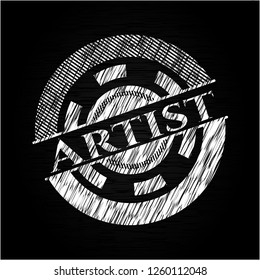 Artist chalkboard emblem on black board