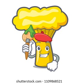 Artist chanterelle mushroom character cartoon