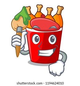 Artist character bucket chicken fried fast food