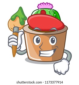 Artist character cartoon flower of star cactus