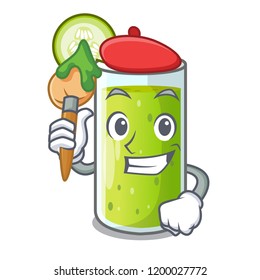 Artist character fresh juice of green cucumber