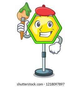 Artist character traffic sign regulatory and warning