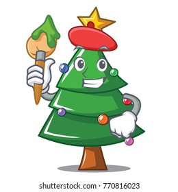 Artist Christmas tree character cartoon
