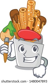 Artist churros with in the cartoon shape