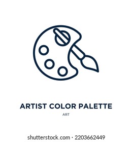 artist color palette icon from art collection. Thin linear artist color palette, palette, artist outline icon isolated on white background. Line vector artist color palette sign, symbol for web and 