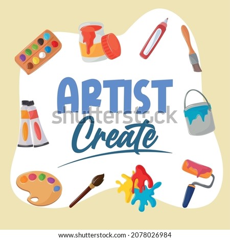 artist create tools oil paint and painbrush