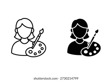 Artist Creative Designer Painter Studio Minimalist Outline and Solid Icon