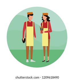 Artist with customer