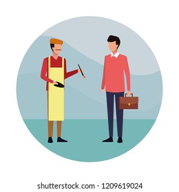 Artist with customer