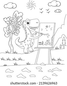 Künstler Dinosaurier Line Art, Dinosaurier Zeichnungsseite für KDP Inneneinrichtung