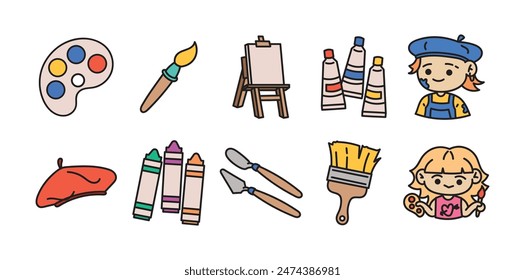 Artist Doodle Illustration Set Collection