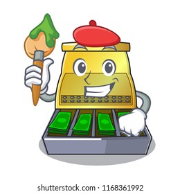 Artist electronic cash register isolated on a cartoon