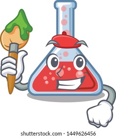 Artist erlenmeyer flask isolated in the mascot