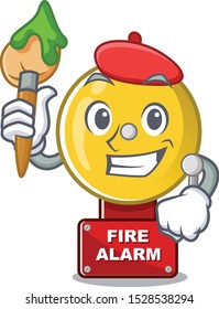Artist fire alarm stuck the cartoon wall