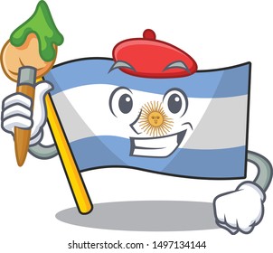 Artist flag argentina cartoon the shaped mascot