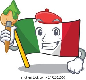 Artist flag italy with the character shape