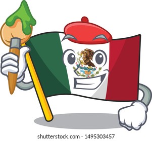 Artist flag mexico in the cartoon shape