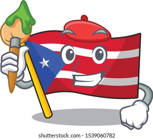 Artist flag puerto rico in the cartoon