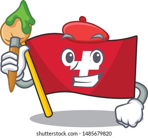 Artist flag switzerland with the mascot shape