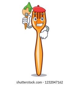 Artist fork on shape plastic character beautif