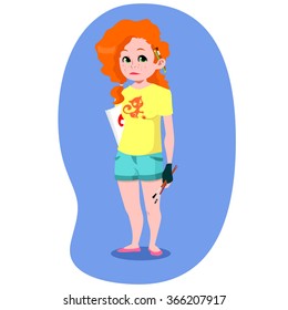 Artist Funny Cartoon Character Vector Illustration