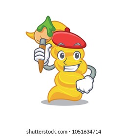 Artist fusilli pasta character cartoon