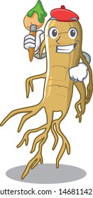 Artist ginseng isolated with in the cartoon