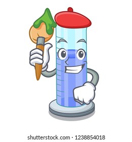 Artist graduated cylinder with on mascot liquid