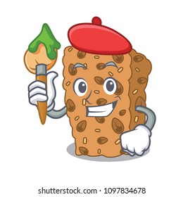 Artist granola bar character cartoon