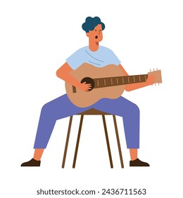 artist guitarist man illustration vector