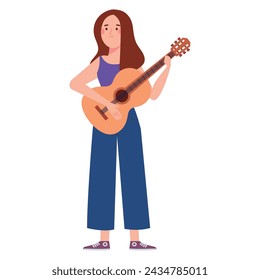 artist guitarist woman illustration vector