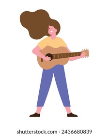 artist guitarist woman illustration vector