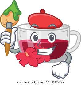 Artist habiscus tea isolated in the mascot