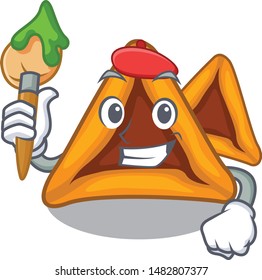 Artist hamantaschen cookies served in cartoon jar