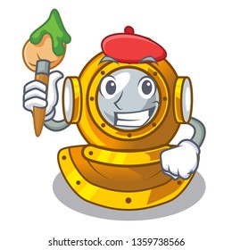 Artist helmet diving in the mascot shape