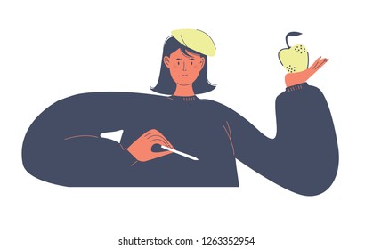 The artist with her tools