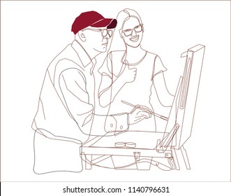 The artist and his student