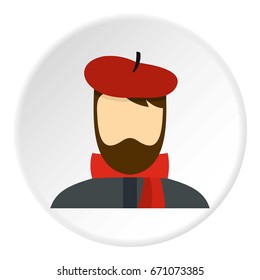 Artist icon in flat circle isolated vector illustration for web