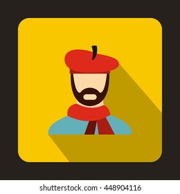 Artist icon in flat style on a yellow background