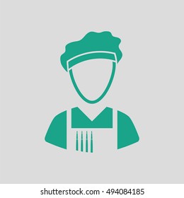 Artist icon. Gray background with green. Vector illustration.