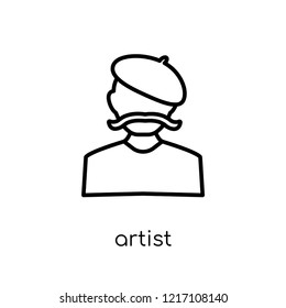 Artist icon. Trendy modern flat linear vector Artist icon on white background from thin line Professions collection, editable outline stroke vector illustration