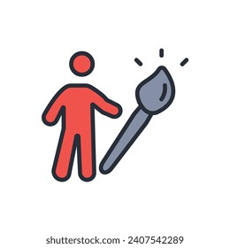 artist icon. vector.Editable stroke.linear style sign for use web design,logo.Symbol illustration.