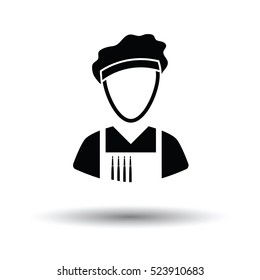 Artist icon. White background with shadow design. Vector illustration.
