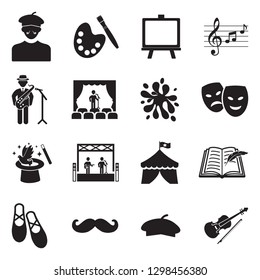 Artist Icons. Black Flat Design. Vector Illustration.