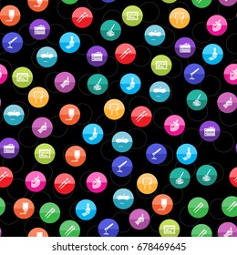 Artist icons in color circles. Seamless pattern. Background vector illustration.