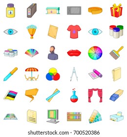 Artist icons set. Cartoon style of 36 artist vector icons for web isolated on white background