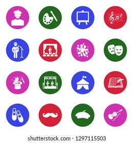 Artist Icons. White Flat Design In Circle. Vector Illustration.