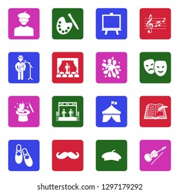 Artist Icons. White Flat Design In Square. Vector Illustration.