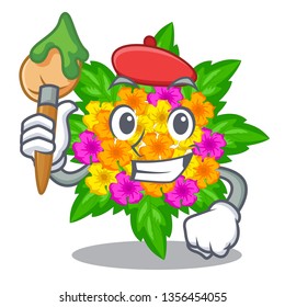 Artist lantana flowers in the mascot pots