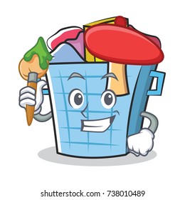 Artist laundry basket character cartoon